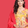 Mustard Yellow Floral Anarkali dress - Image 3