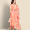 Coral Orange organza Anarkali set - Image 2