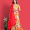 Mustard Yellow Floral Anarkali dress