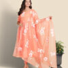 Coral Orange organza Anarkali set