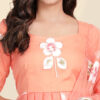 Coral Orange organza Anarkali set - Image 5